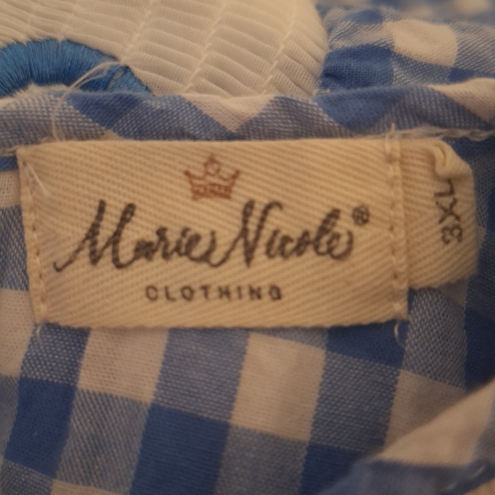 Blue Gingham Dress with Heart Detail - Size 7 Kids - Picture 5 of 6